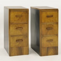 Lot 146 - A pair of Art Deco walnut and ebonised bedside chests