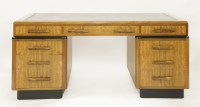 Lot 153 - An Art Deco walnut pedestal desk
