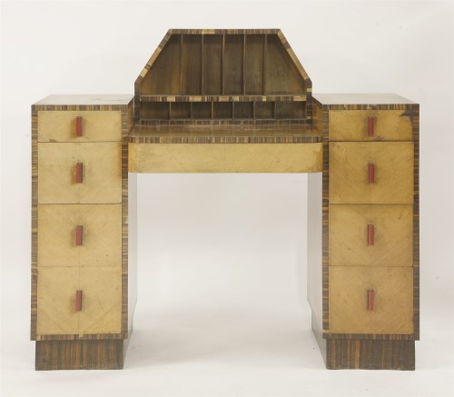 Lot 124 - An Art Deco walnut and Macassar desk