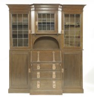 Lot 77 - An oak secretaire bookcase