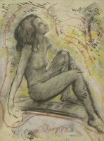 Lot 325 - Charles Wheeler RA (1892-1974)
FULL LENGTH SEATED NUDE
Signed with initials and dated 1936 l.l.