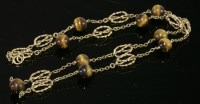 Lot 39 - A 9ct gold tiger's eye necklace