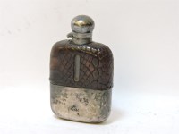 Lot 370 - An early 20th century crocodile skin and silver mounted spirit flask