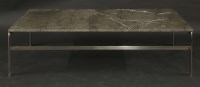 Lot 563 - A contemporary marble and aluminium chrome strut coffee table