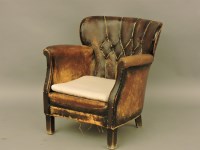 Lot 746 - 1930s dark brown leather club chair