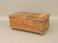 Lot 861 - A teak and brass bound low blanket box/coffee table