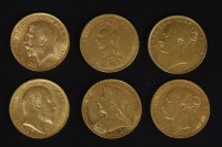 Lot 83 - Six gold sovereigns