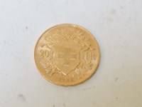 Lot 61 - A Swiss 20 franc gold coin 1922