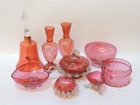 Lot 599 - A collection of 19th century cranberry glass