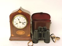 Lot 608 - A late 19th century inlaid mahogany mantel clock