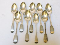 Lot 287A - A set of six Victorian silver Fiddle pattern dessert spoons