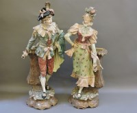 Lot 249 - A pair of large Continental pottery figures