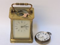 Lot 367 - An early 20th century brass carriage clock