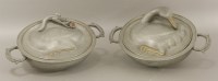 Lot 169 - An unusual pair of Chaoyang pewter Tureens