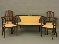 Lot 870 - An Edwardian inlaid mahagany five piece suite