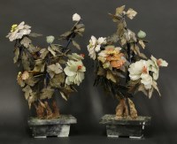 Lot 131 - A pair of hardstone flowering Peonies