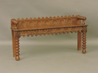 Lot 1507 - A Victorian oak gothic revival hall bench