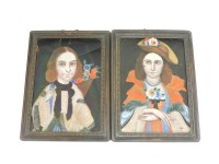 Lot 1428 - A pair of late 18th/early 19th century Chinese export reverse paintings on glass