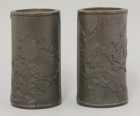 Lot 1190 - A pair of bamboo brush pots