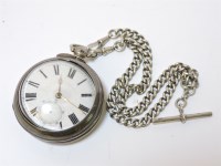 Lot 1049 - A silver pair cased pocket watch