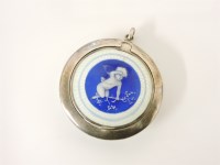 Lot 1042 - A continental silver and white guilloche enamel compact