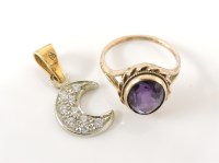 Lot 1017 - A 9ct gold single stone amethyst ring
