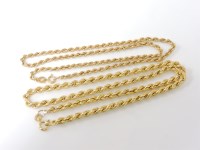 Lot 1041 - Two 9ct gold rope chain necklaces