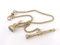 Lot 1044 - A gold case curb link guard chain bracelet