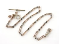 Lot 1022 - A two colour silver and gold fancy fetter and knot link watch chain
