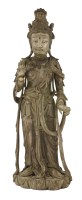 Lot 241 - A painted wood figure of a standing Bodhisattva