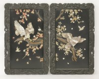 Lot 1346 - A pair of black-lacquered panels