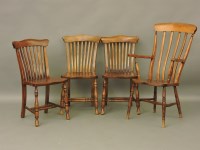 Lot 799 - A lath back kitchen armchair