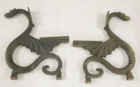 Lot 452 - A pair of cast iron dragon bench ends