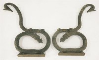 Lot 453 - A pair of Victorian cast iron serpent bench ends