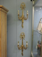 Lot 1319 - Six pairs of gilt metal ormolu wall lights