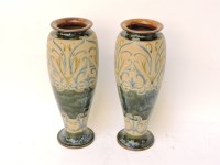 Lot 1388 - A pair of Art Nouveau Royal Doulton glazed stoneware vases