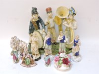 Lot 1388A - An Italian tin glazed pottery figural group of a band