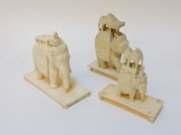 Lot 1156 - Three late 19th century carved ivory elephants