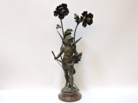 Lot 1396 - A late 19th century French spelter figural table lamp