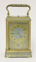 Lot 313 - A French gilt brass and blue enamel carriage clock