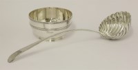 Lot 78 - A George III silver old english feather edge pattern soup ladle