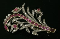 Lot 294 - A Portuguese ruby and diamond spray brooch