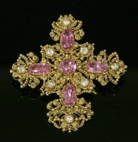 Lot 313 - A Regency foiled topaz and chrysolite cannetille brooch