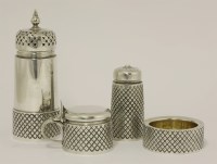 Lot 215 - A silver four-piece condiment set