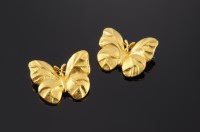 Lot 495 - A pair of Asian gold butterfly brooches