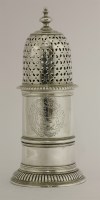 Lot 66 - A large Queen Anne silver caster