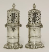 Lot 67 - A pair of William and Mary silver lighthouse casters