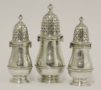 Lot 68 - A set of three Queen Anne silver casters