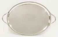 Lot 69 - A silver two-handled tray