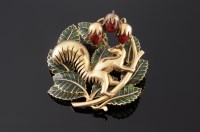 Lot 463 - A Continental gold plique-à-jour enamel clip brooch